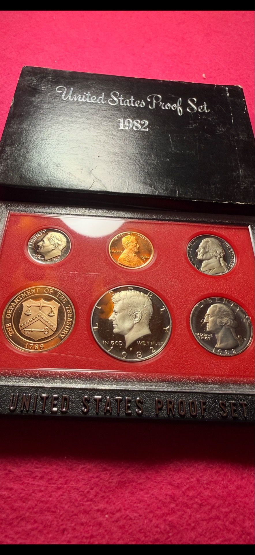 1982 S US Proof Set ~ 6 Coin ~ Original Government Box Packaging Excellent Coins