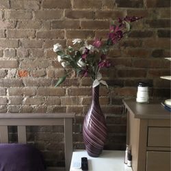Purple Vase With Fake Flowers