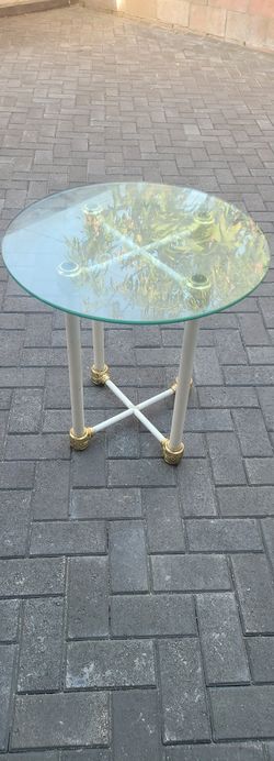 Glass Top Brass Stand Table