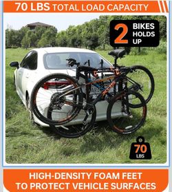 New Sports Deluxe 2-Bike Trunk Mount Rack, Model SY-Trunk-BR, Black + Orange up to 70lbs Load (Trunk Bike Rack)