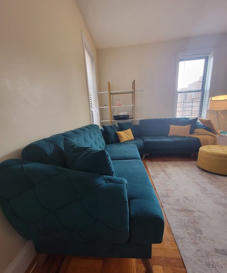 Sectional Couch ( Sleeper And Storage ) + Ottoman