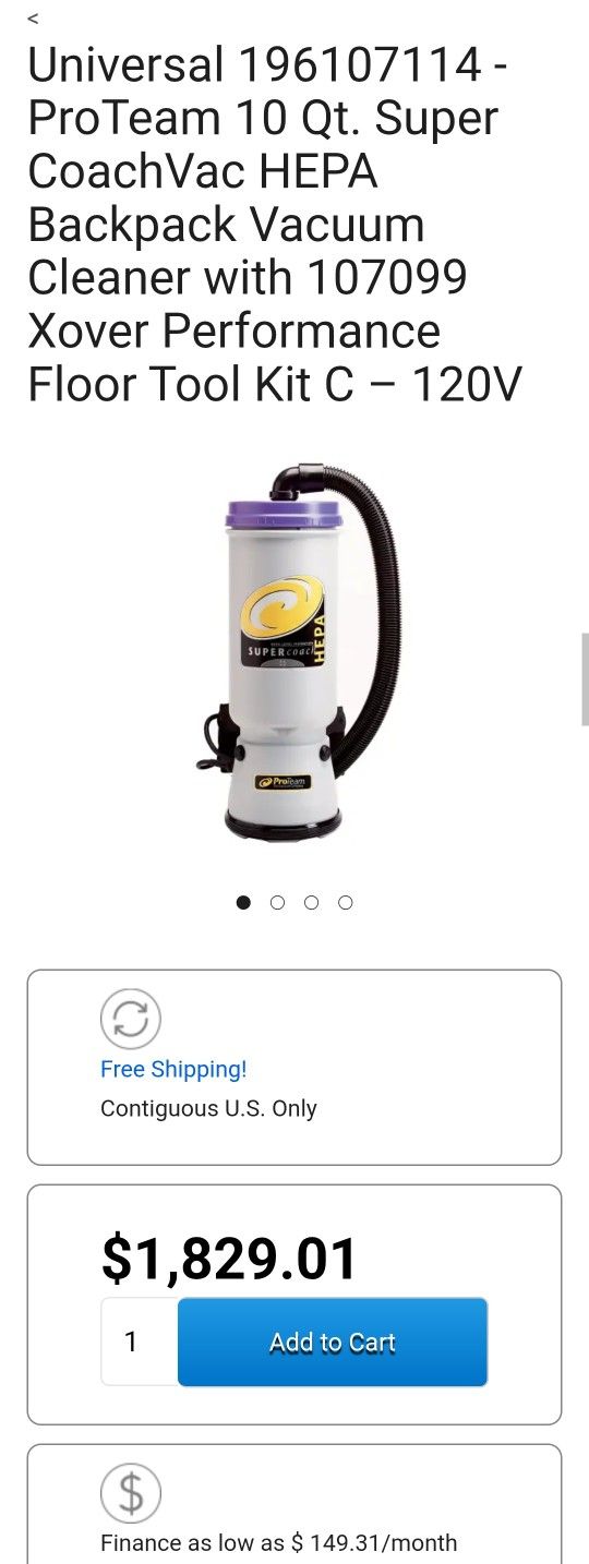 Comercial Backpack Vacuum Good Working Condition