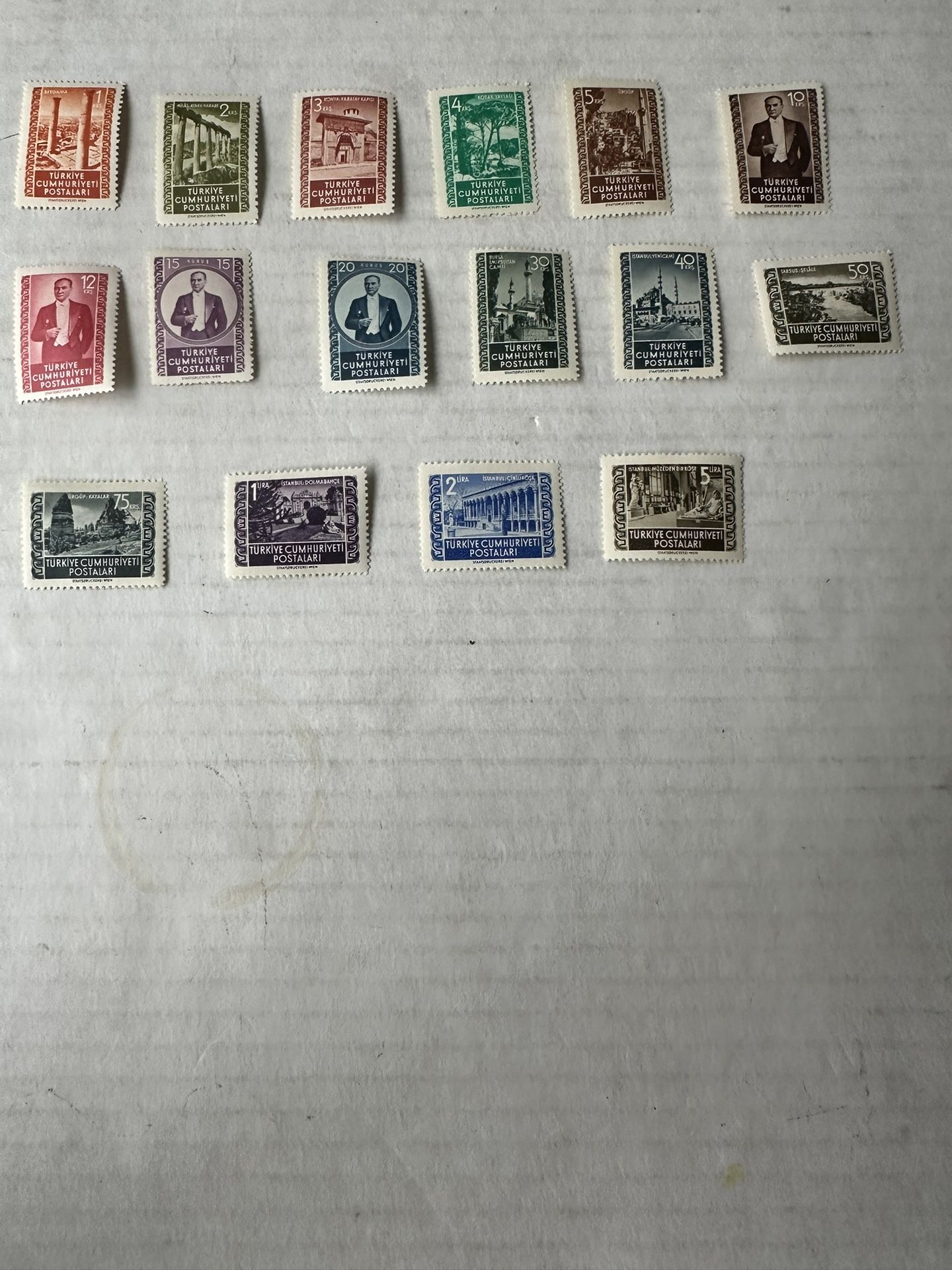 Turkey Complete Set Of Stamps Total Of 16 Mint Hinged
