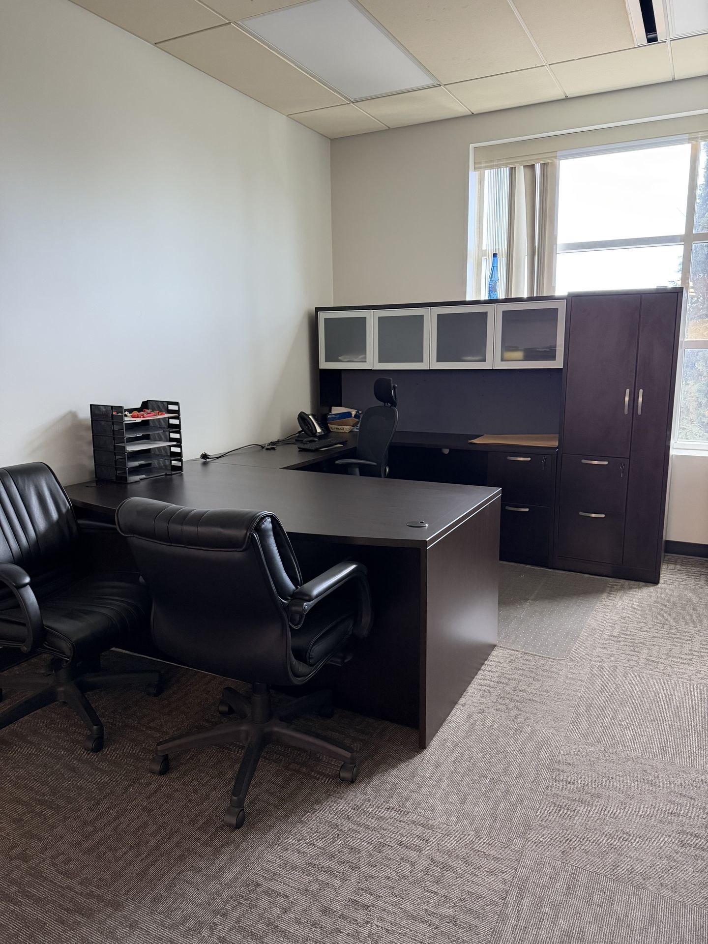 Executive Office Desk Set with Cabinets – Modern Professional Desk