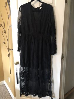 Black Long-sleeve Lace Dress