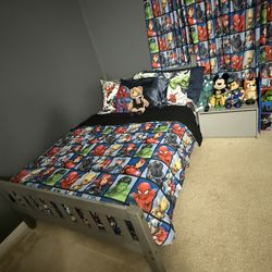 Full size Grey bunk beds with ladder