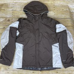 Columbia Womens Medium Ski Jacket Omni Tech Waterproof Breathable Hooded - Brown