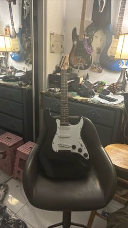 Black electric guitar