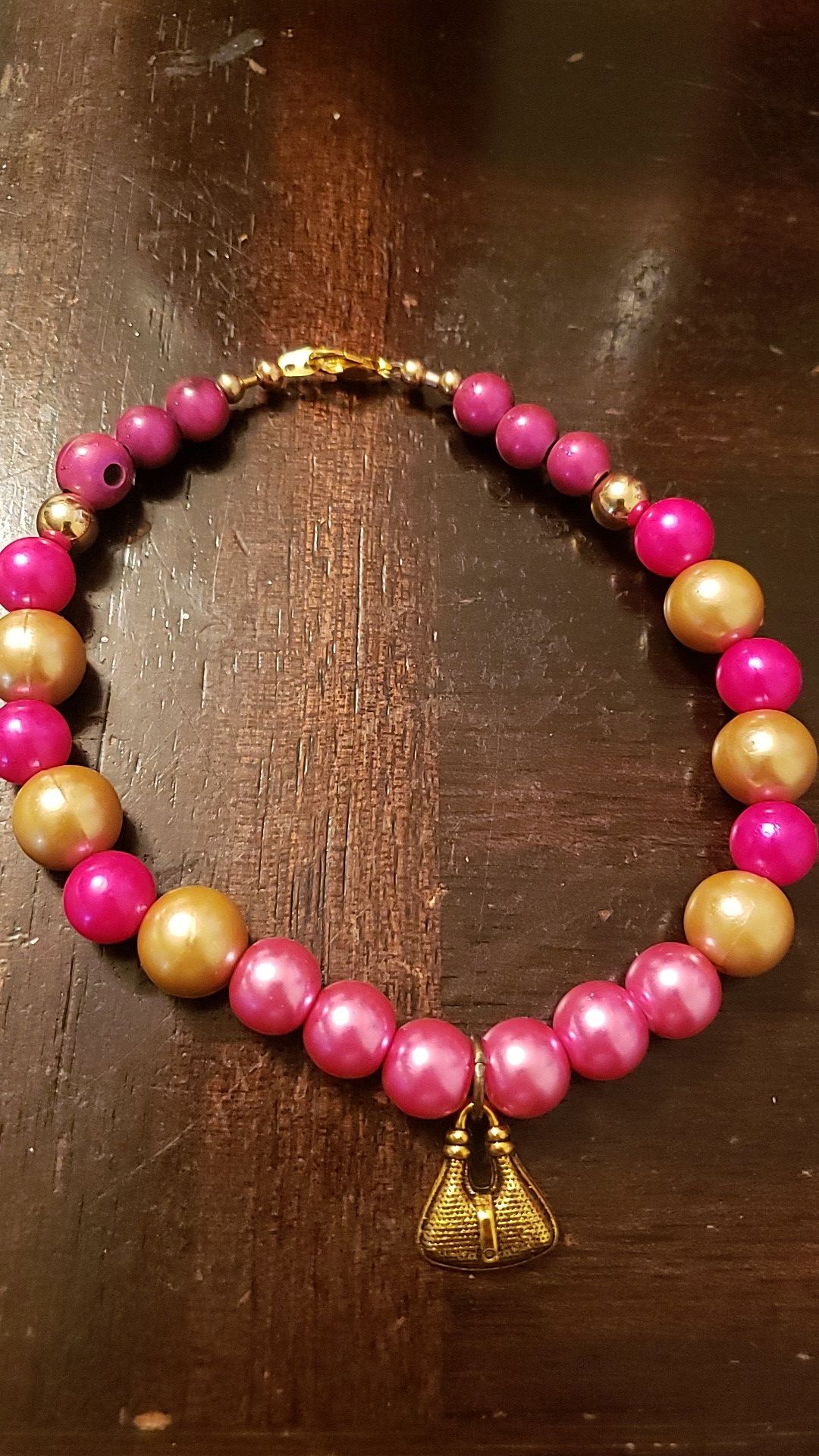 Pink and gold bracelet/anklet