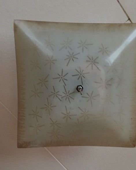 Vintage 1950s Original Glass Light Cover W/ Snowflake Design (Have 2)