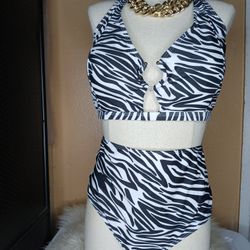 Zebra Print Two Piece Tankini