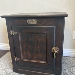 Vintage white clad storage cabinet/ice box