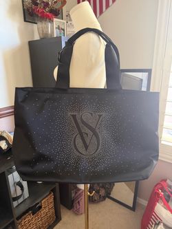 NWT Victoria's Secret Black Rhinestone Tote Bag