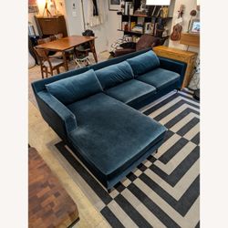 ROVE CONCEPTS Sophia Blue Velvet 2 Piece Sectional