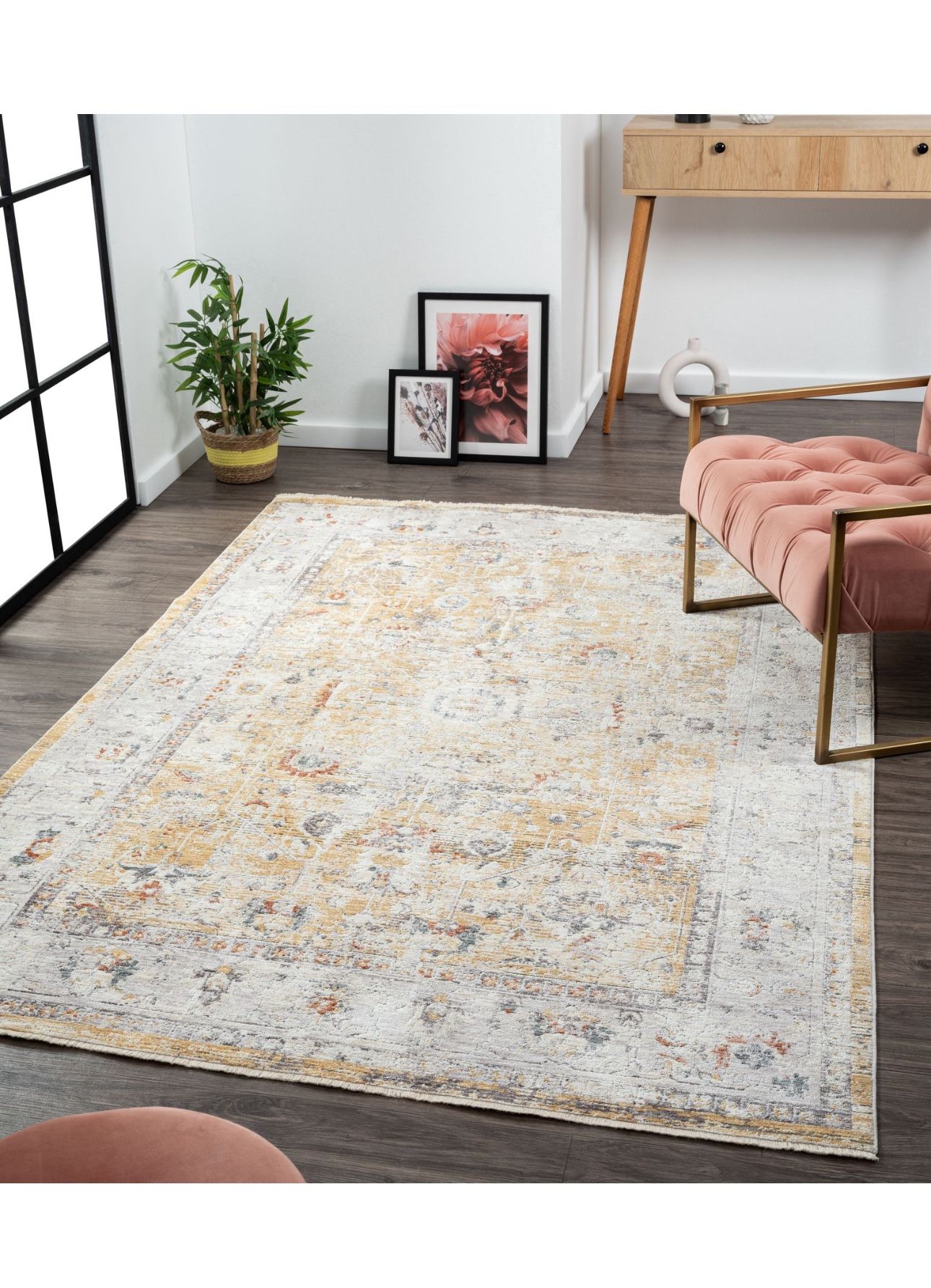 10’x13’ Brand New Distressed Design Gold Rug