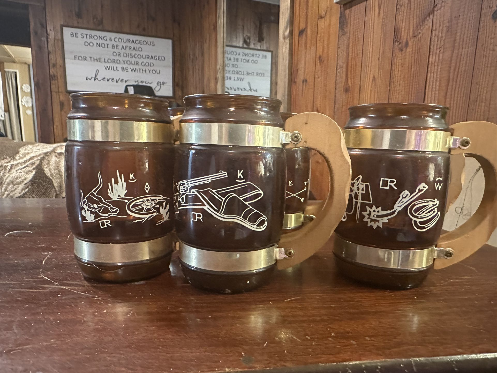 Vintage barrel, glasses mugs
