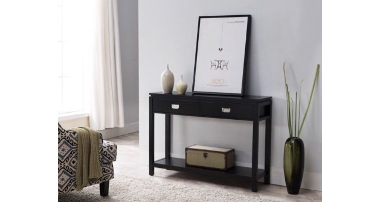 Wood 2 Drawer Contemporary Entryway Console Table With Storage Shelf A4-98