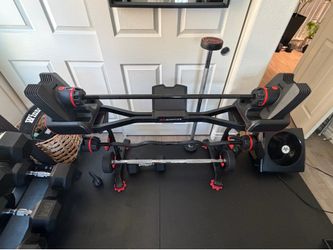 Bowflex adjustable barbell with curl bar
