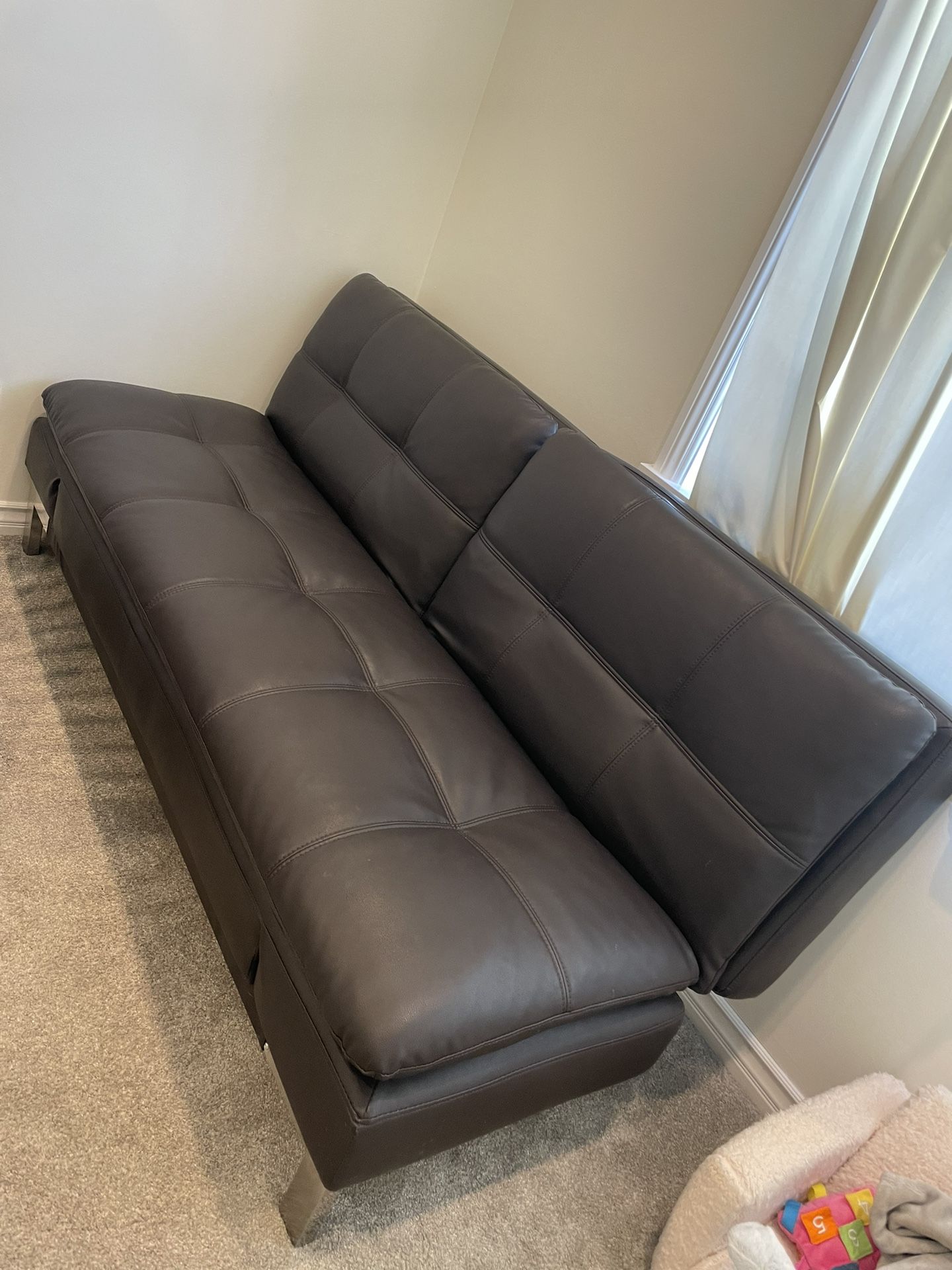 Leather Brown Futon Sofa