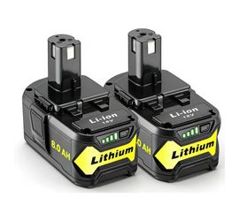 2Pack Upgrade 8000mAh High Capacity Replacement for Ryobi 18V Battery ，Compatible with Ryobi 18V ONE+ System Cordless Power Tools and Charger