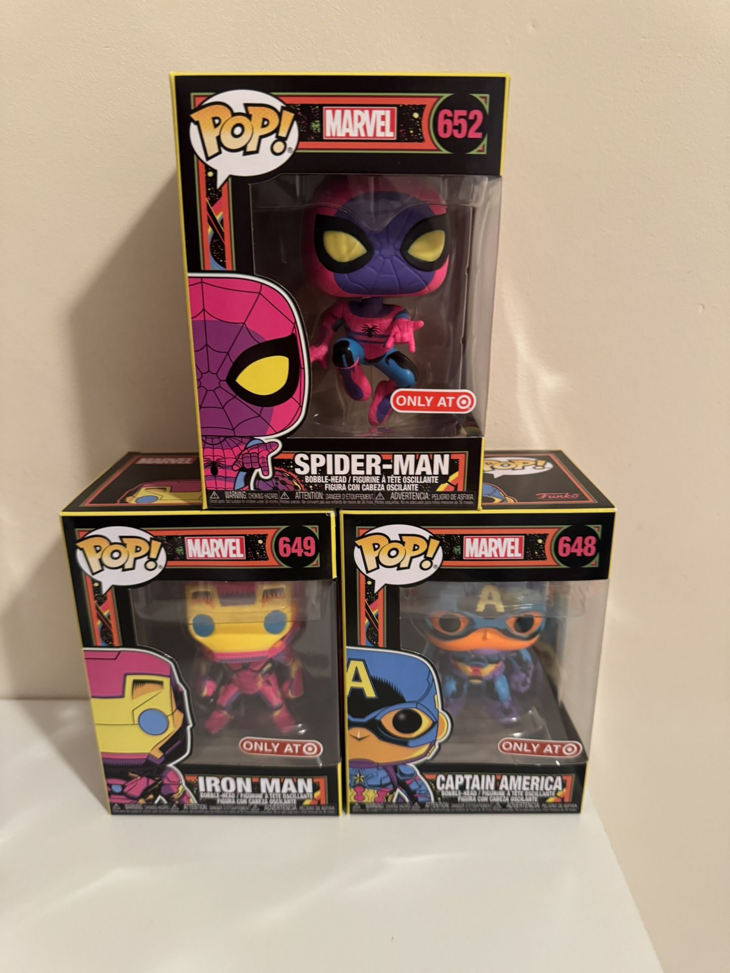 Funko Pop Marvel Black Light Bundle