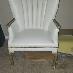 2 Cream Faux Leather Chairs