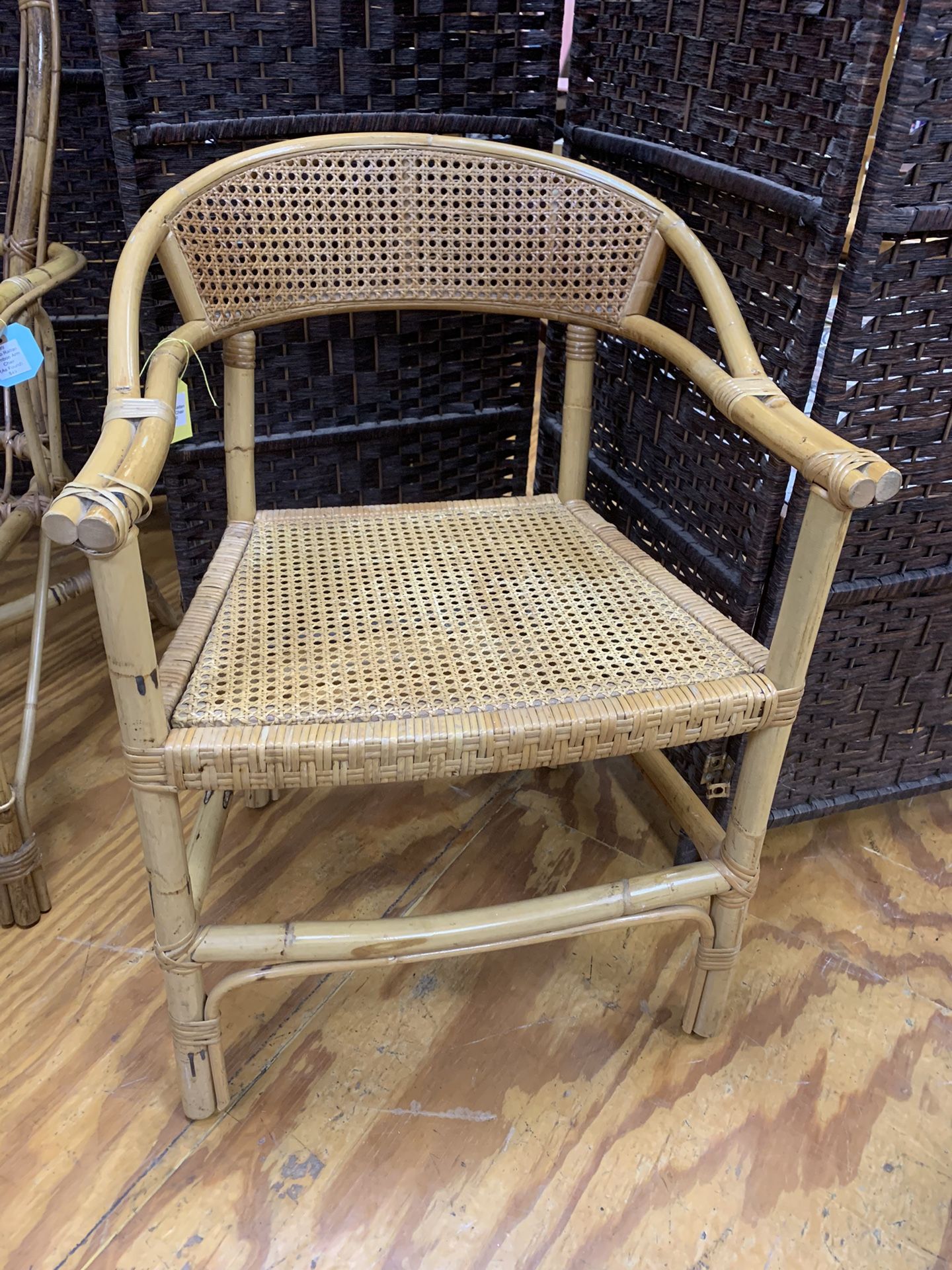 Boho Rattan Cane Arm Chair
