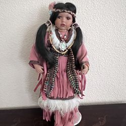 Collectible Porcelain Native American Doll