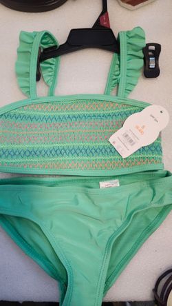 N. Peoria n. Peoria sz s 6 6x girls 2 Pc swim suit  swimming pool  palm tree boat umbrella beach scene wonder nation  Description Has Pickup Location 