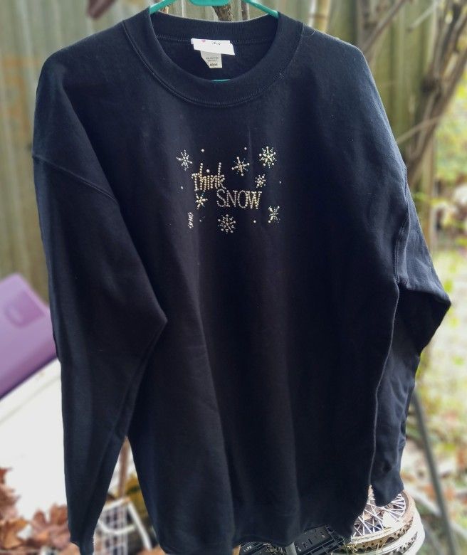 Think ❄️ Snow Long Sleeve Embellished Sweatshirt