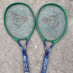 Dunlop Shot Maker Junior 25 Tennis Rackets Pair Green Blue 