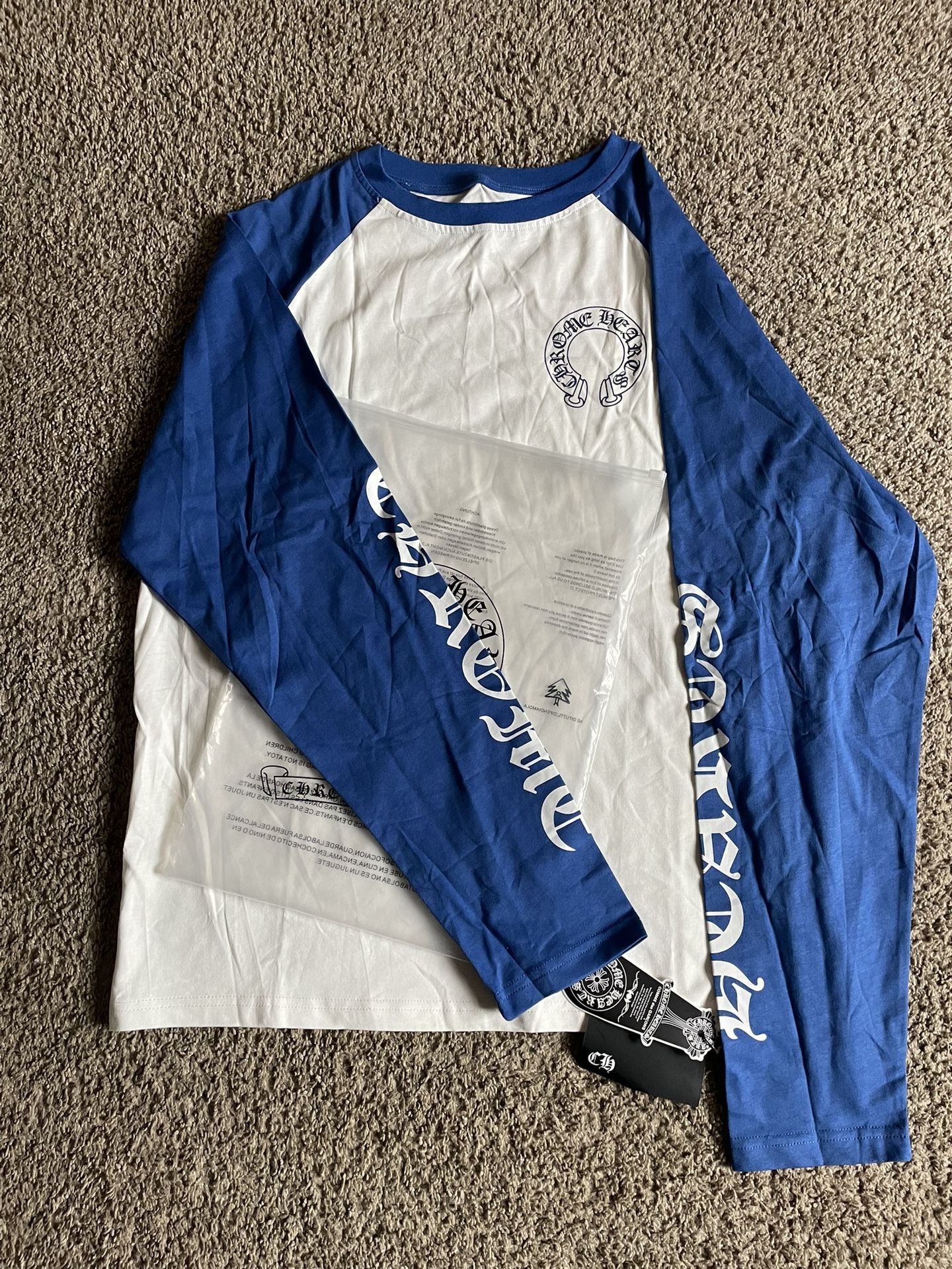 Blue and White Chrome Hearts longsleeve shirt