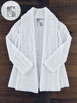 Guess White Open Knit Cardigan Sweater Women’s Medium Y2K Boho Cottagecore Long Sleeve