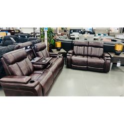 ELECTRIC RECLINER SOFA SET BWN IVORY OR BLK)