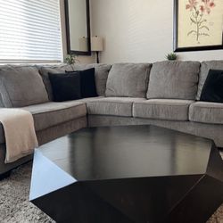 Ashley’s Grey Sectional Sofa. Right Facing Chaise Lounge