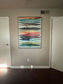 Large WorldMarket Abstract Framed Canvas Wall Art