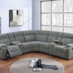 Brand New Elegant Plush Motion Reclining Sectional Set