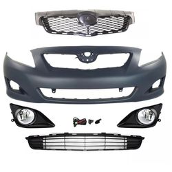 W#964 Fit For 2009-2010 Toyota Corolla Bumper Cover Upper/ Lower Grille+Fog Lights