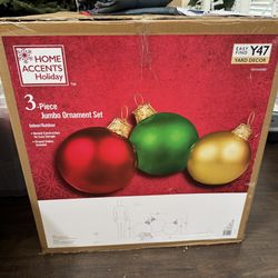 christmas 3 piece jumbo ornament set