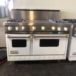 Viking 48”wide Gas Range Stove With Griddle In White 