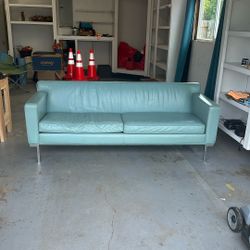 Light blue leather sofa 