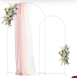 White Metal Wedding Arch Stand Set (7.2FT, 6FT)