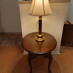 Beautiful Wooden Dark Brown Oval End Table With Front Drawer 