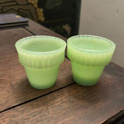 Set of Two Fenton Art Glass 3 3/4" Flower Pots