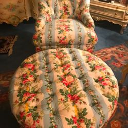 Antique Chair And Ottoman 
