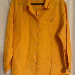 Dialogue Orange Blouse Linen Blend Large
