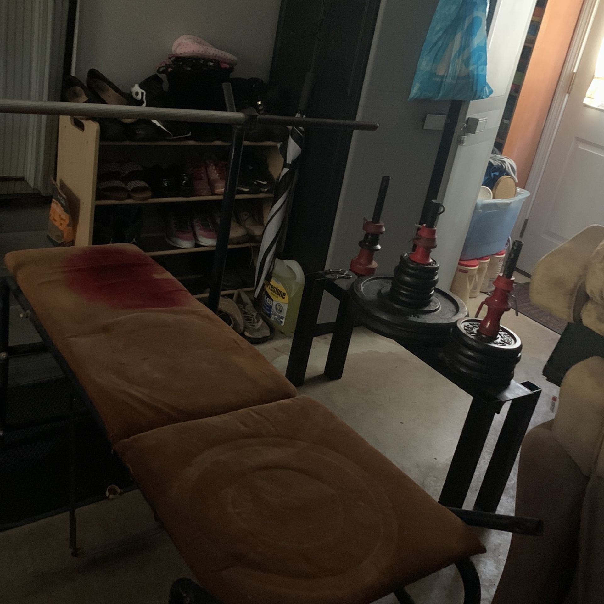 Bench Press With Stand And Weights MAKE OFFERS