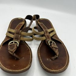 Timberland Earthkeepers Brown Leather Comfort Thong Ankle Strap Sandals Size 9 M