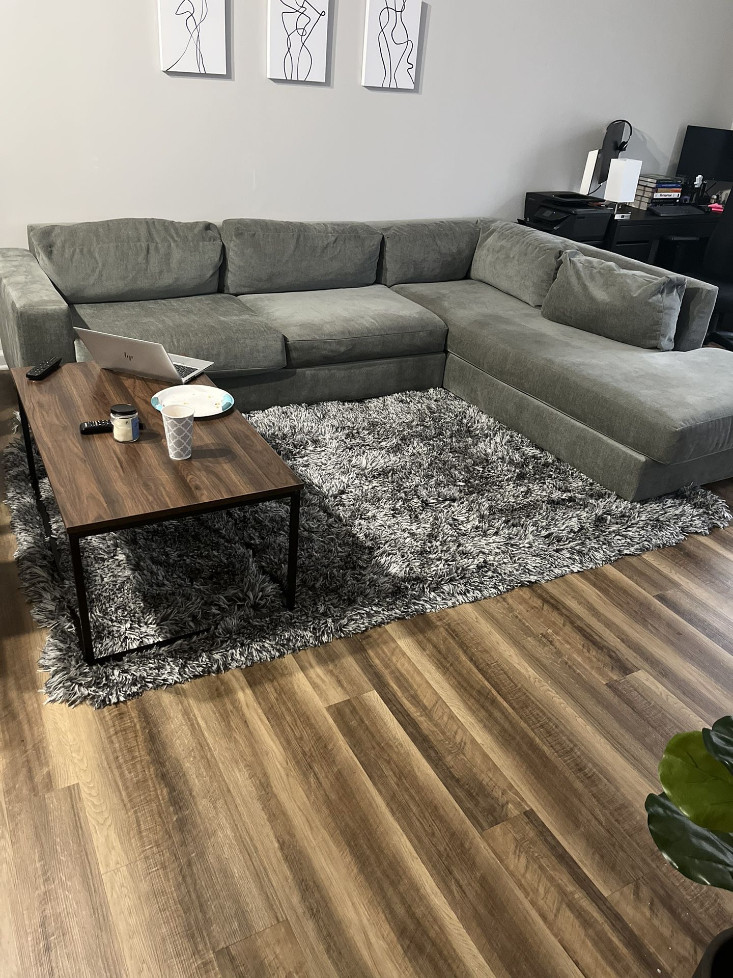 West Elm Grey Sectional With Chaise
