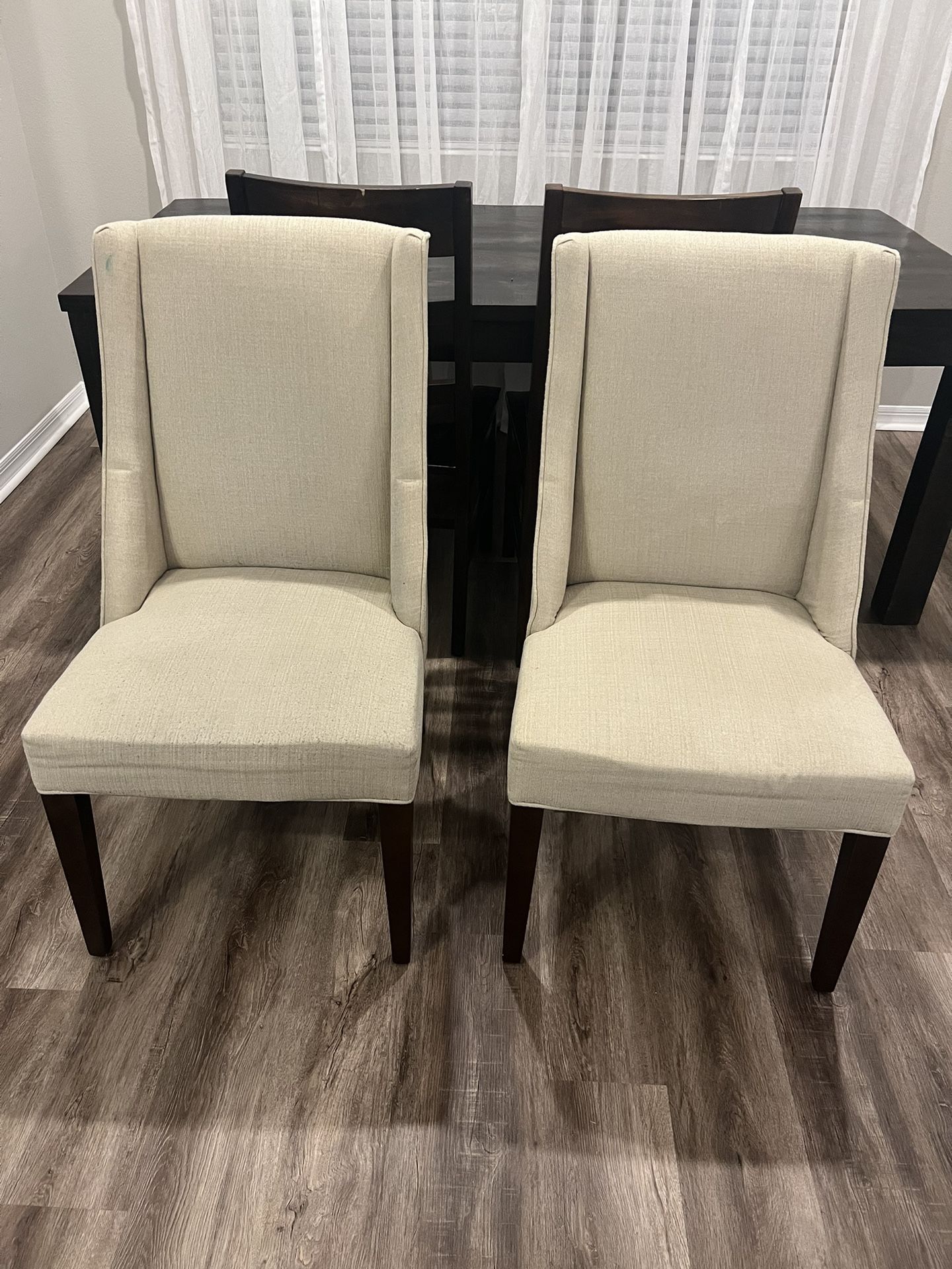Cream Set Two High Back Dining Room End Chairs for Sale in Orlando, FL